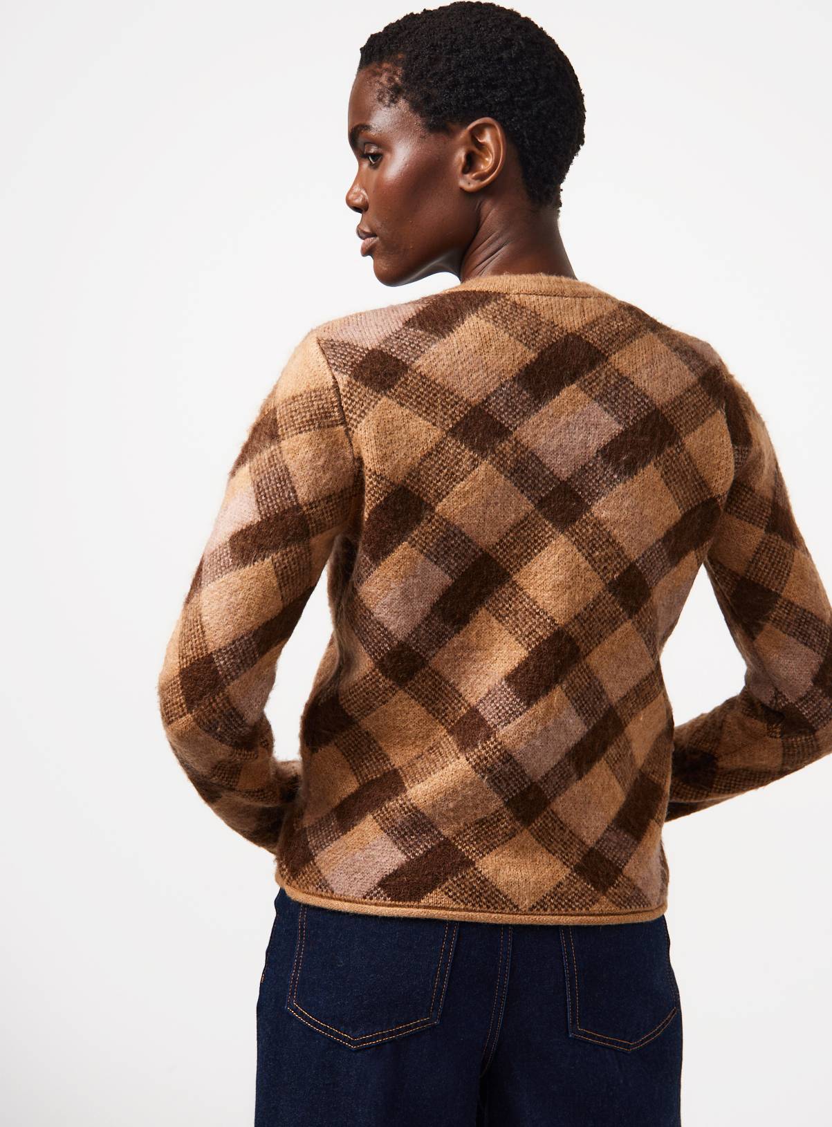 Brushed Knit Check Jacket XS - Image 4